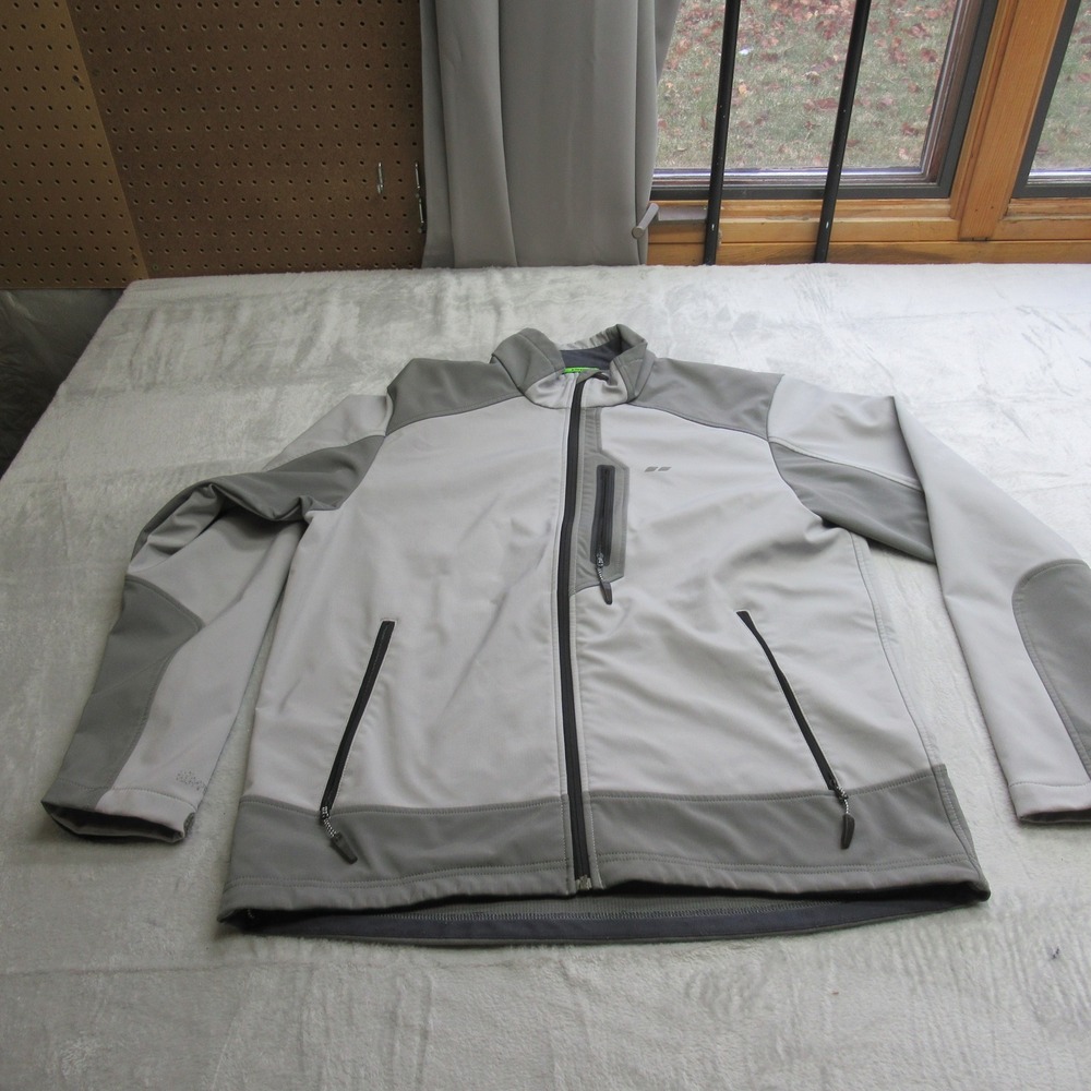 Koppen Jacket Mens Large Gray Softshell Fleece Lined Waffle Thermal Rain‎ Wind